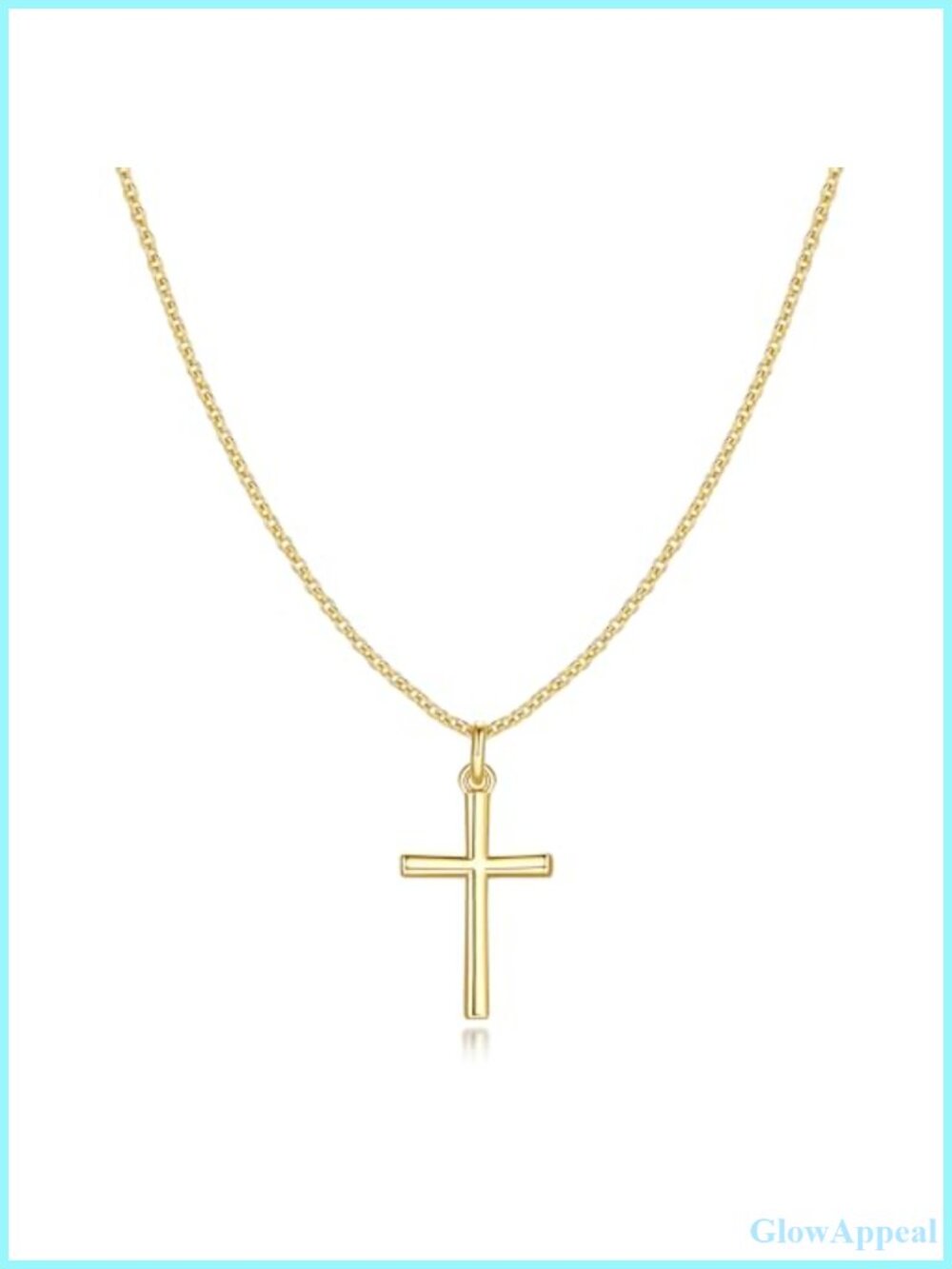 14k Gold Plated Cross Necklace O-Chain 45cm Extender